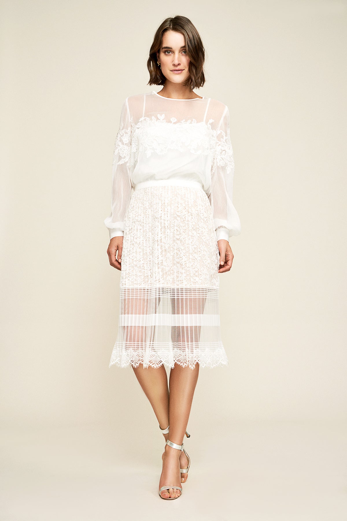 Jaxon Pleated Lace Skirt