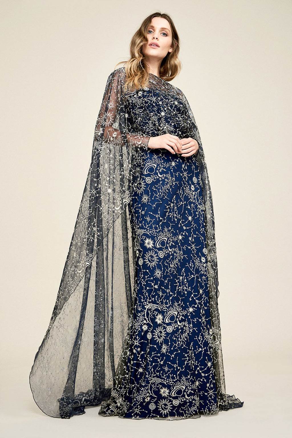 Tadashi Shoji - Bourne Sweeping Cape Gown