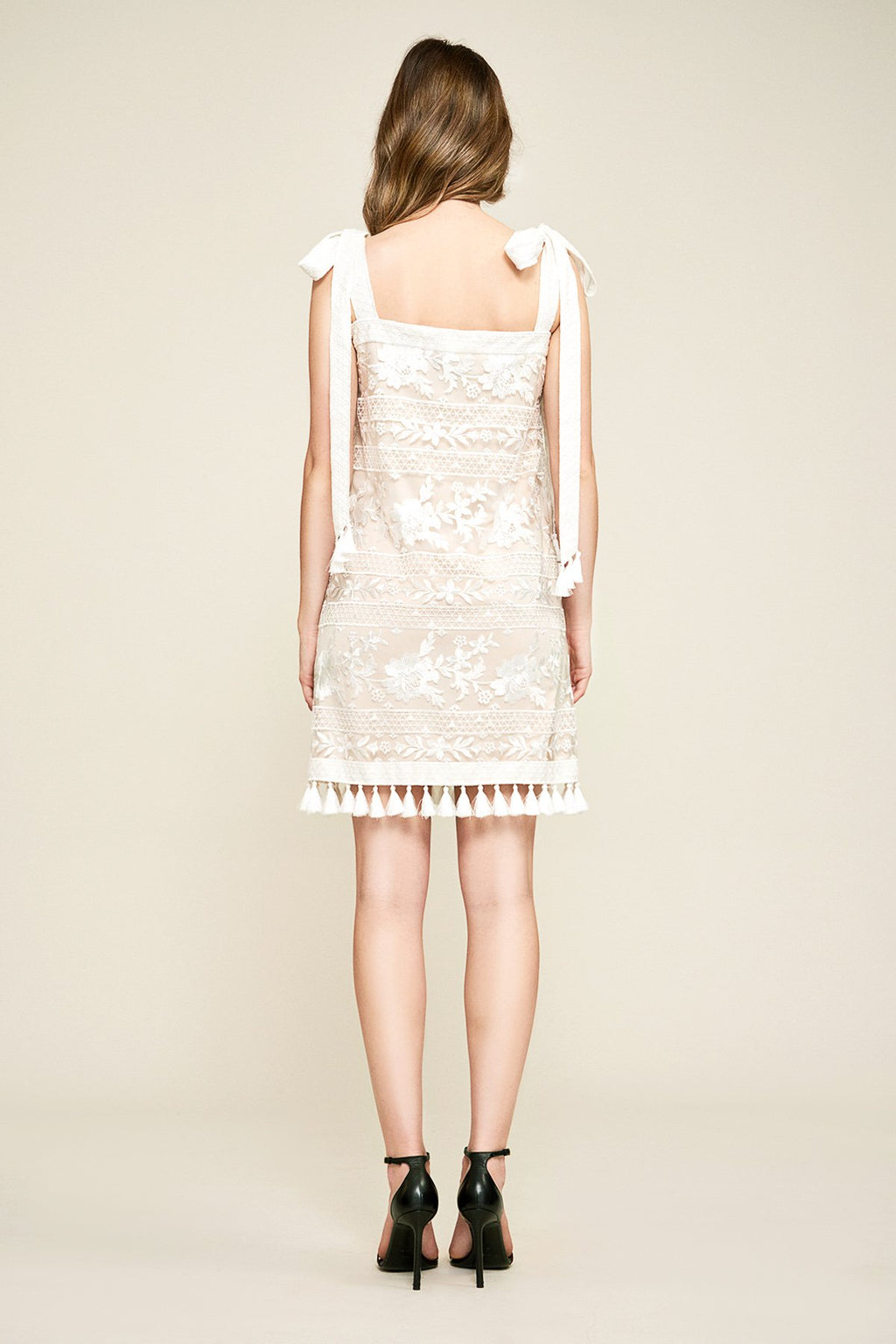Tadashi Shoji - Oakley Embroidered Tassel Mini Dress