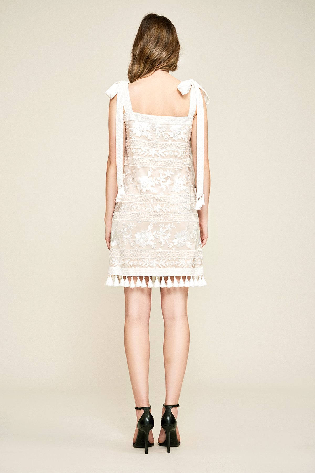 Tadashi Shoji - Oakley Embroidered Tassel Mini Dress