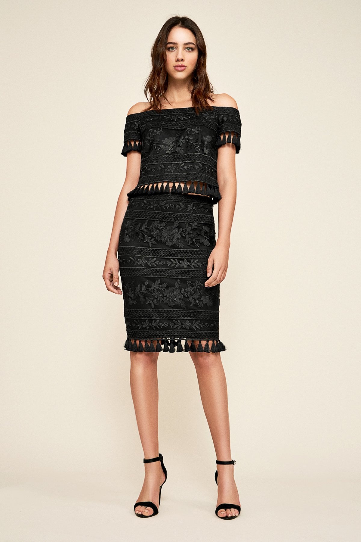 Monyca Embroidered Pencil Skirt