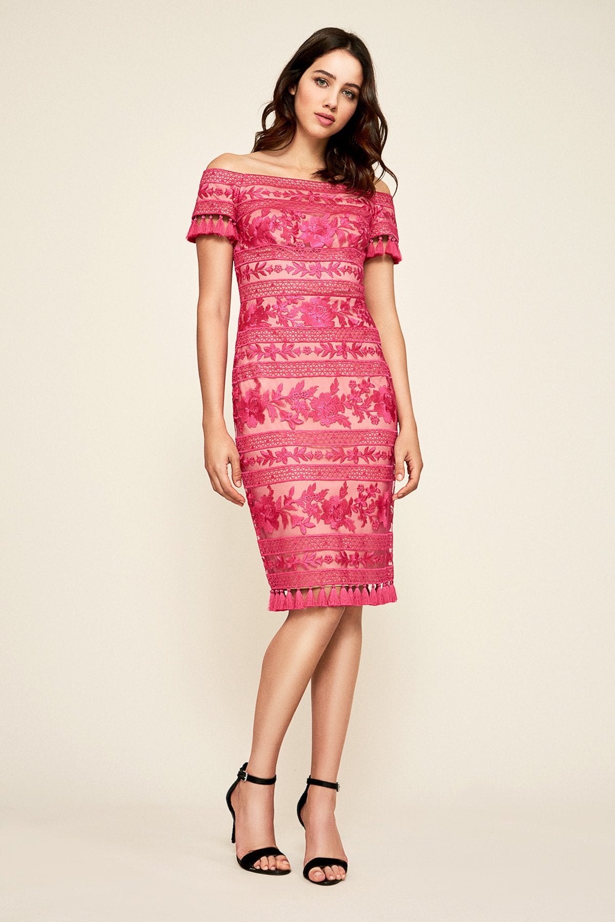 Tadashi Shoji - Roxy Off-The-Shoulder Tassel Dress