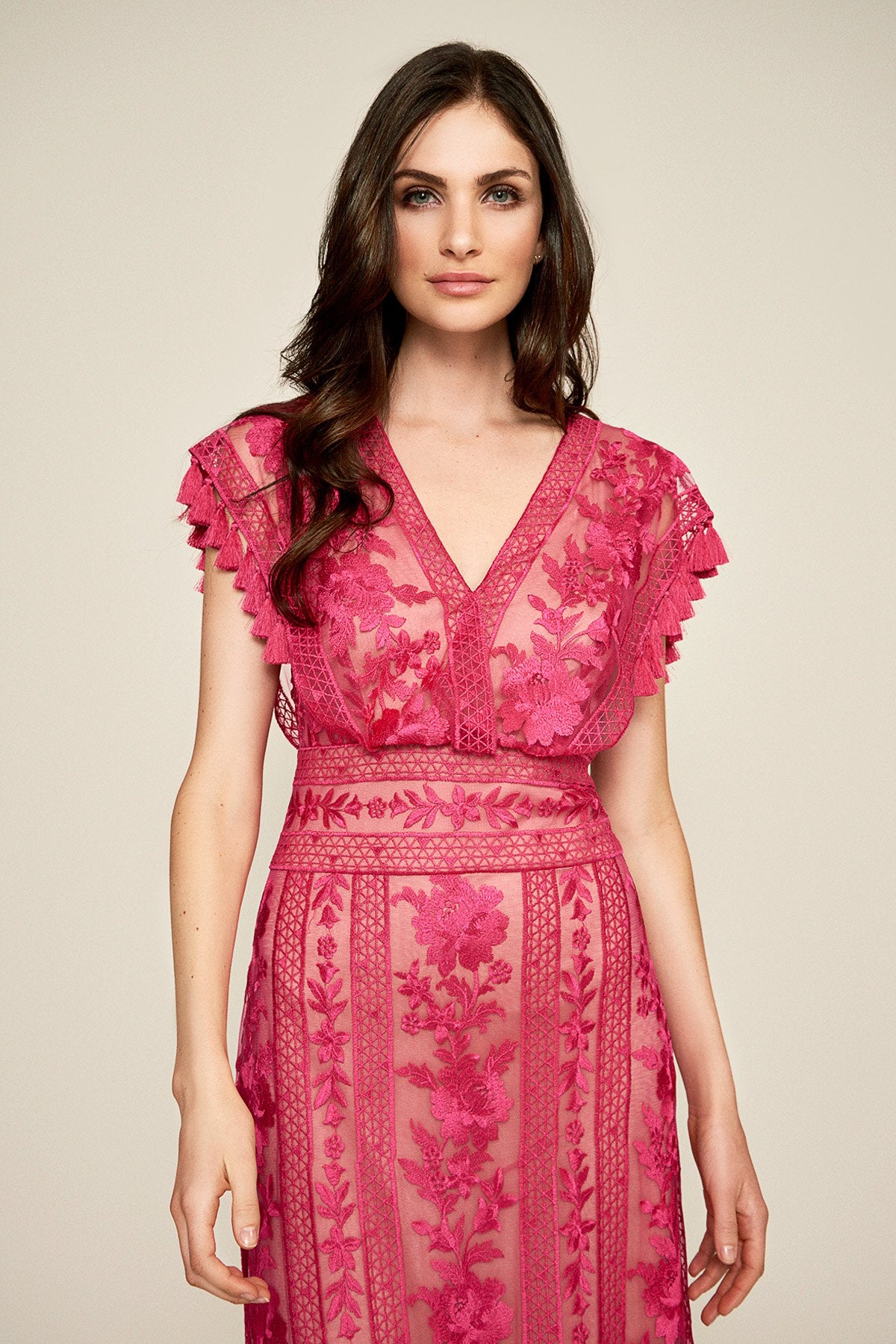 Tadashi Shoji - Brooklyn Embroidered Tassel Gown