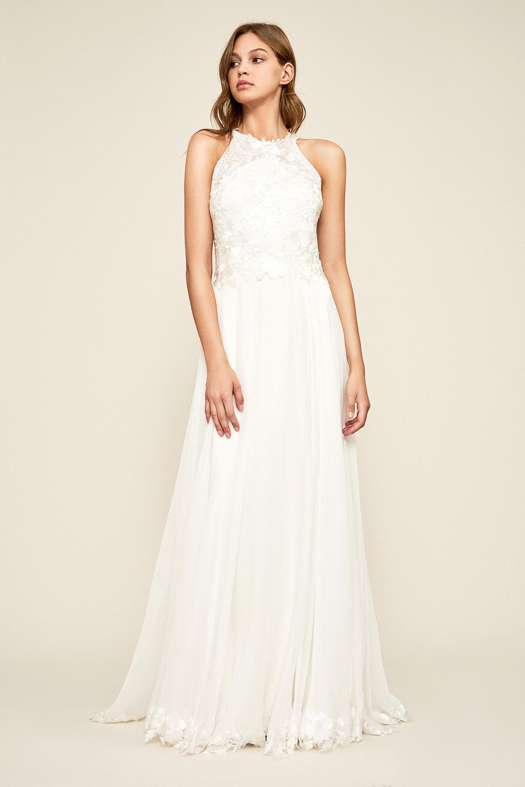 Tadashi Shoji - Tucson Halter Open-Back Gown