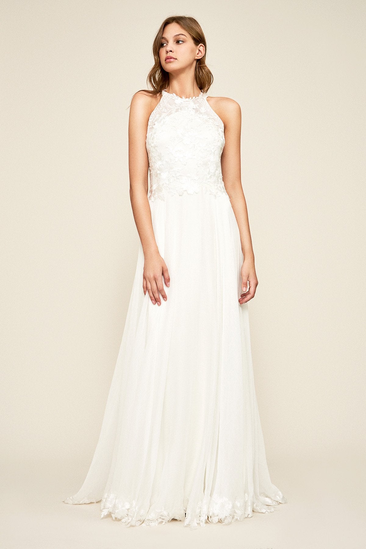Tadashi Shoji - Tucson Halter Open-Back Gown