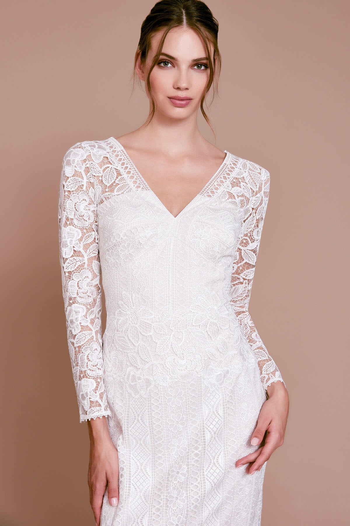 Prisca Long-Sleeve Lace Gown