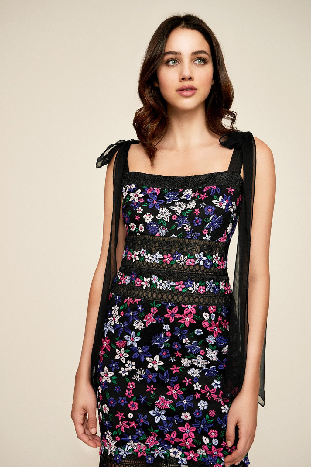 Tadashi Shoji - Fletcher Embroidered Mid-Length Dress