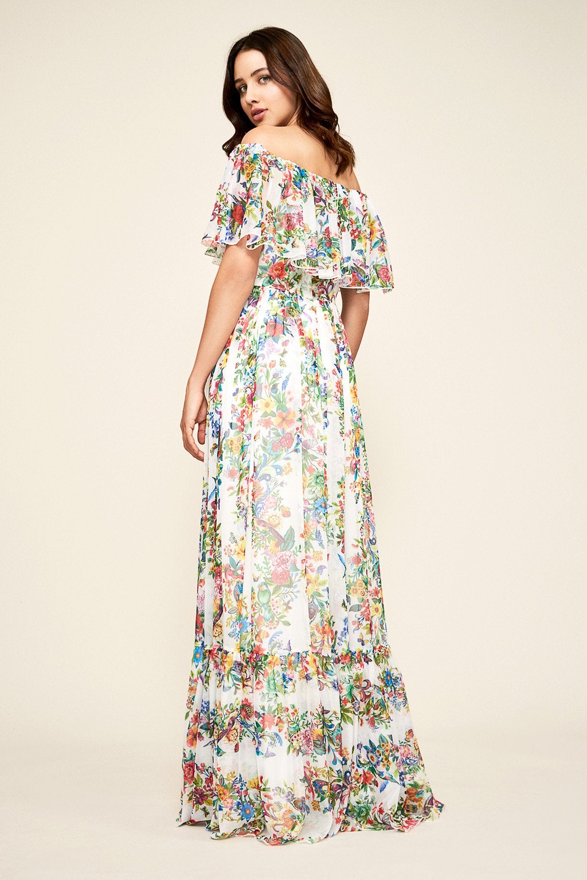 Tadashi Shoji - Beachley Floral Print Chiffon Gown