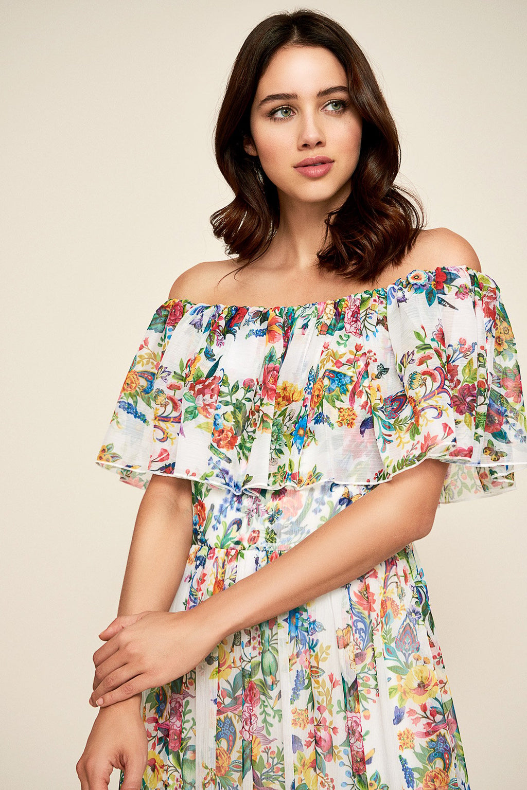 Tadashi Shoji - Beachley Floral Print Chiffon Gown