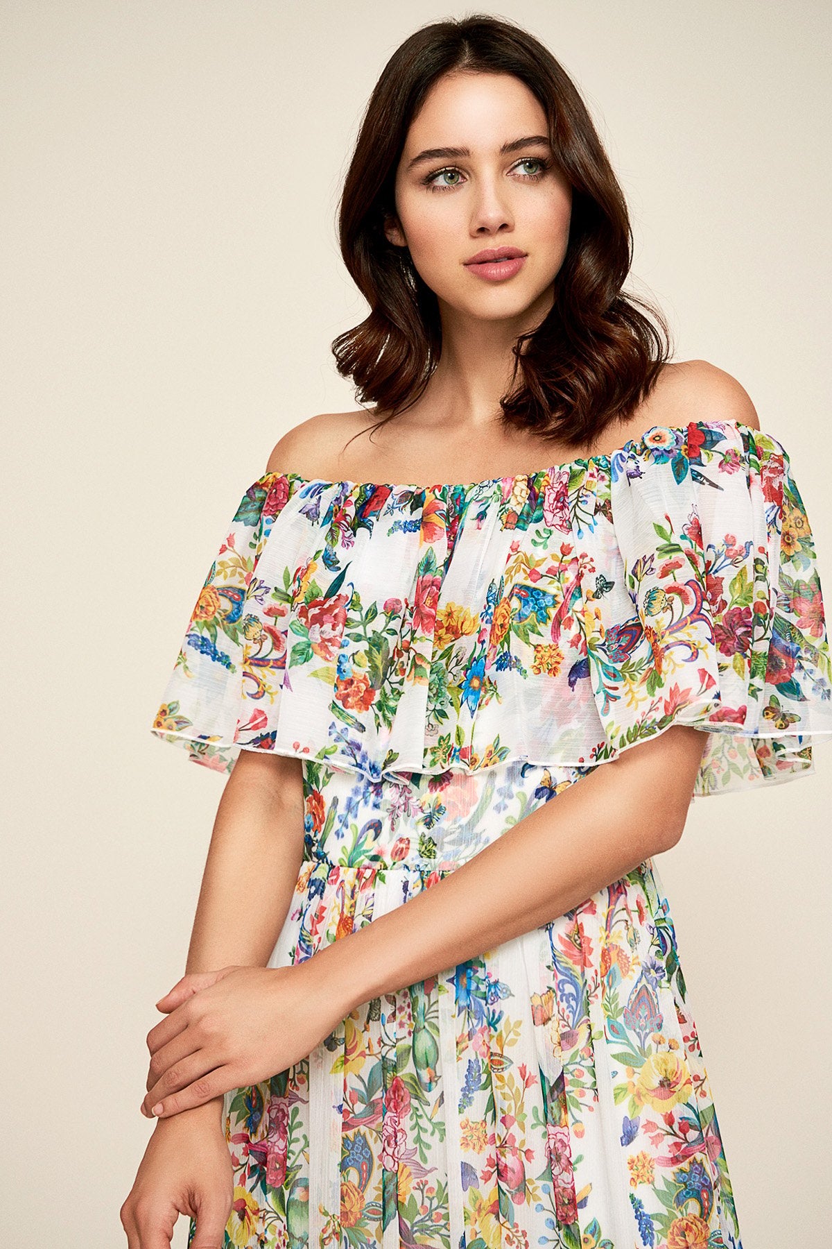 Tadashi Shoji - Beachley Floral Print Chiffon Gown