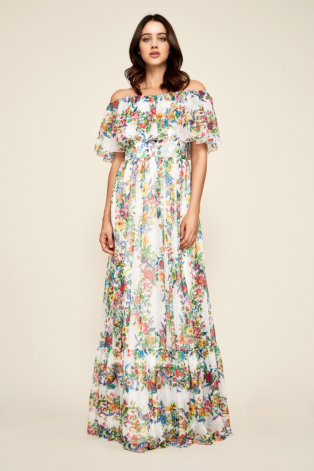 Tadashi Shoji - Beachley Floral Print Chiffon Gown
