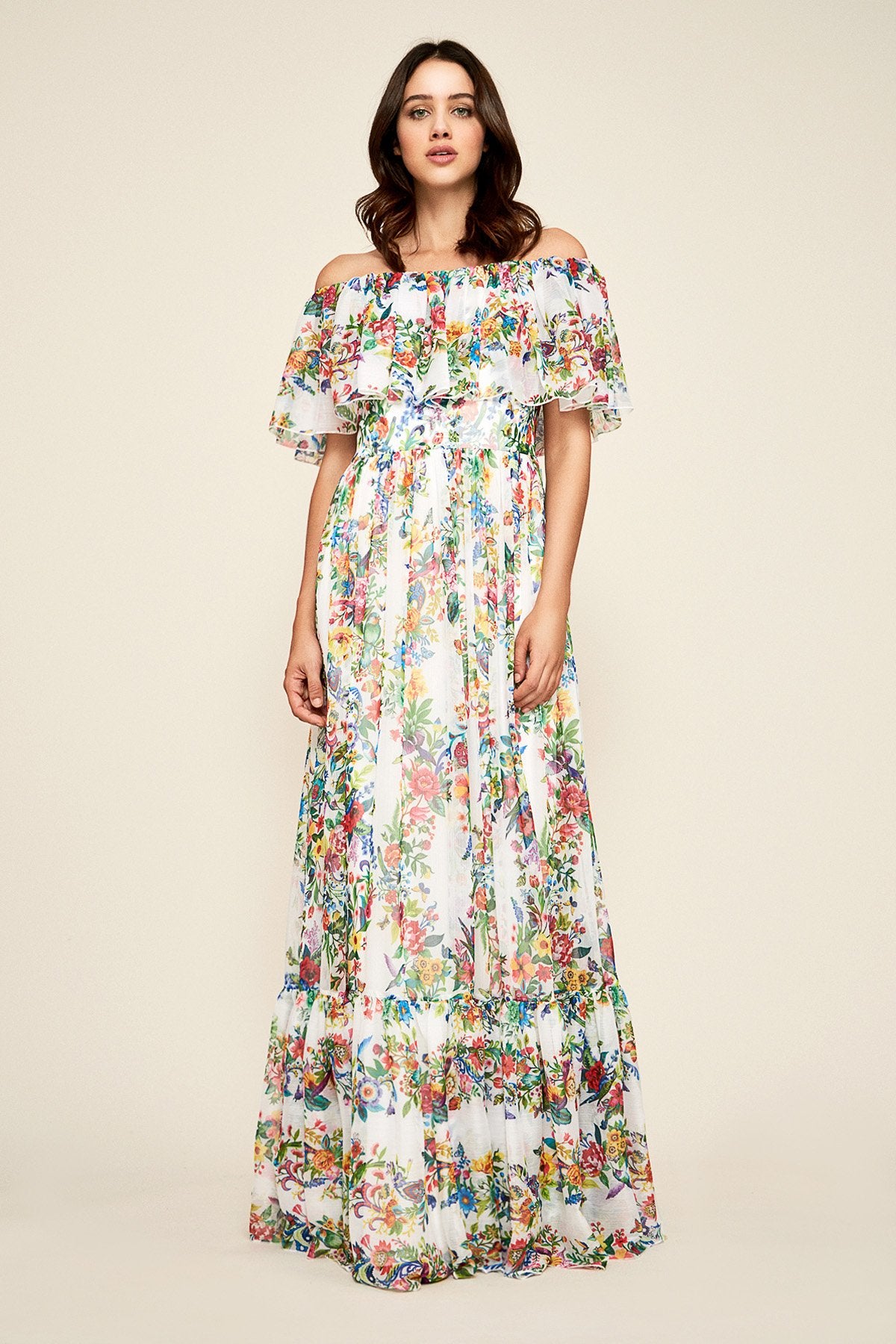 Tadashi Shoji - Beachley Floral Print Chiffon Gown
