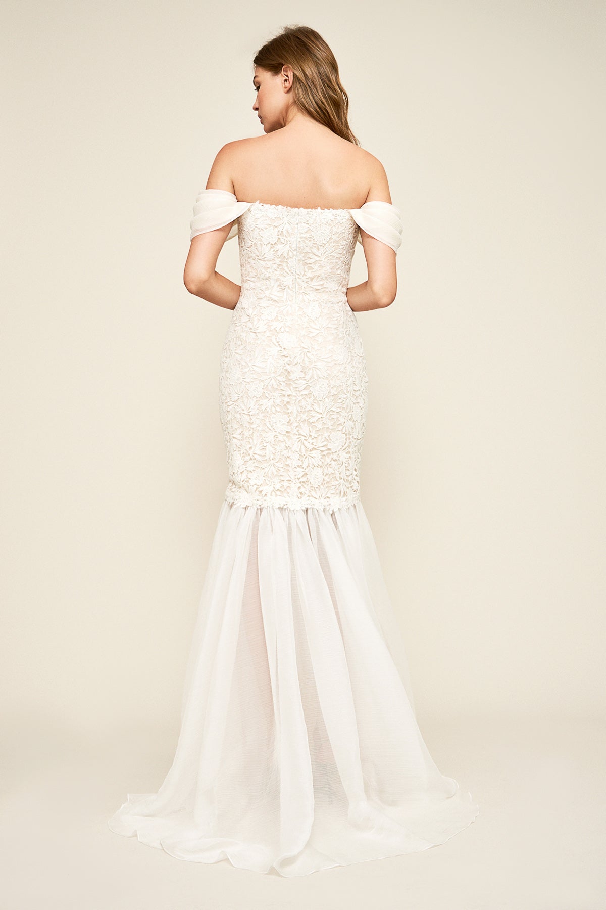 Tadashi Shoji - Caye Chiffon Sleeve Lace Gown