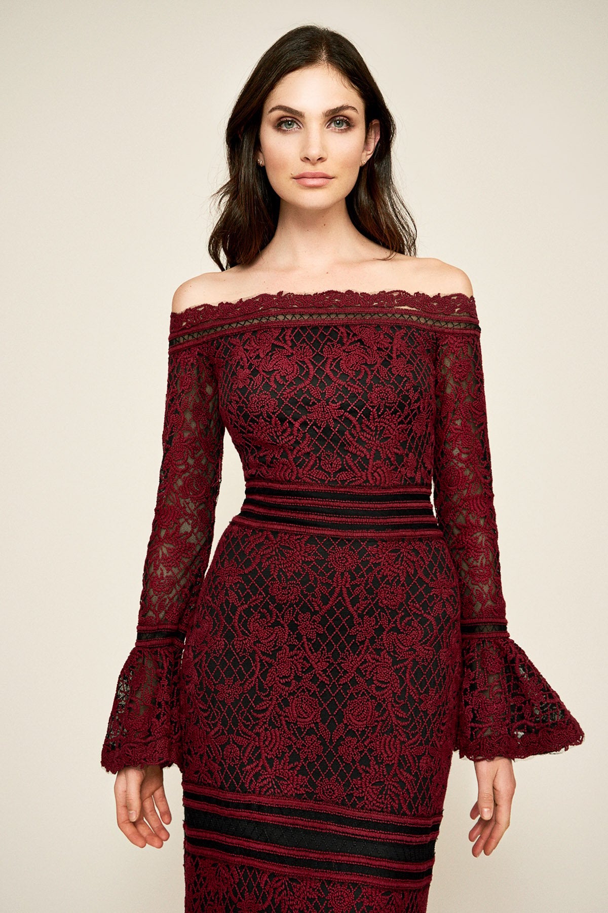 Tadashi Shoji - Armon Bell Sleeve Embroidered Gown