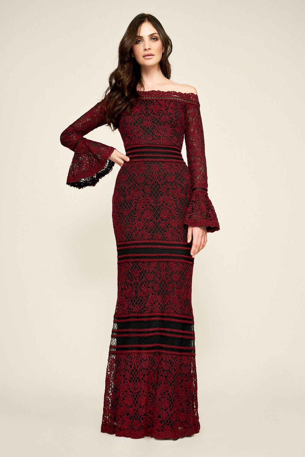 Tadashi Shoji - Armon Bell Sleeve Embroidered Gown