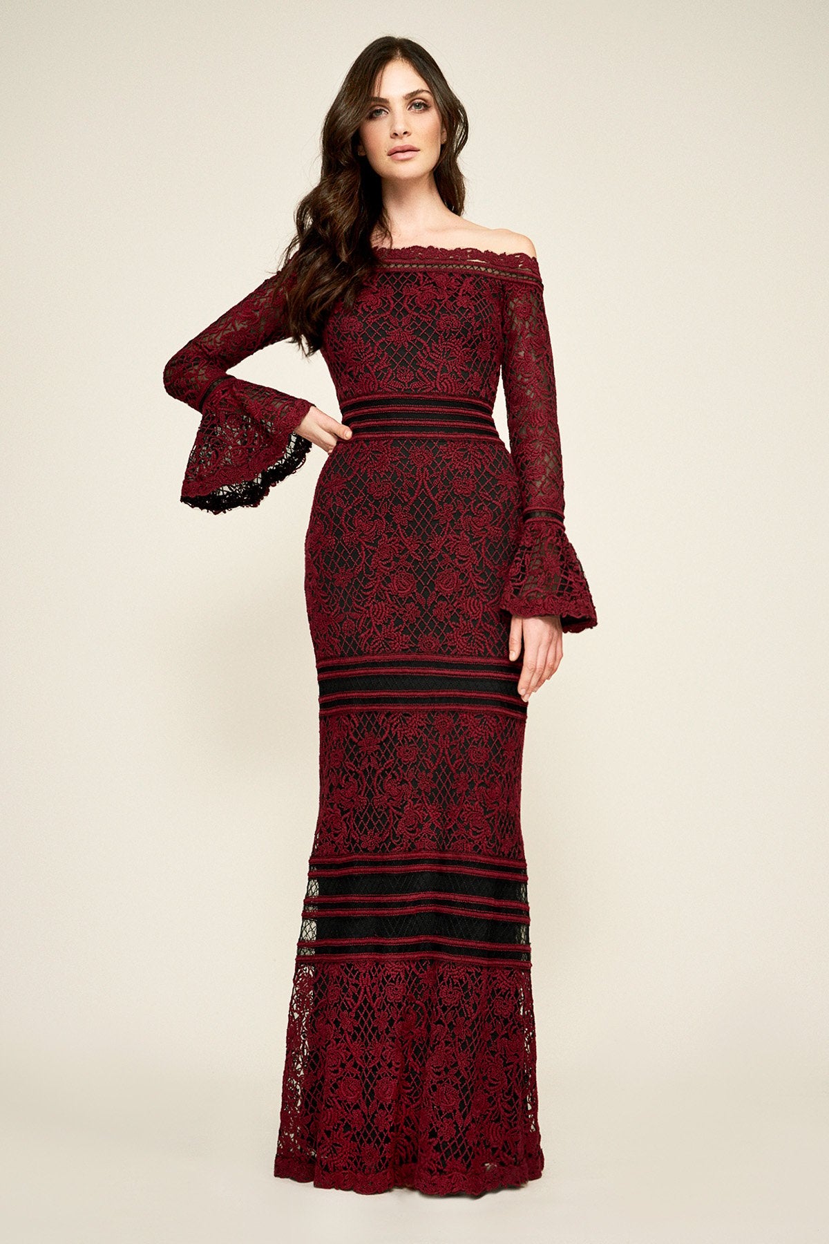 Tadashi Shoji - Armon Bell Sleeve Embroidered Gown