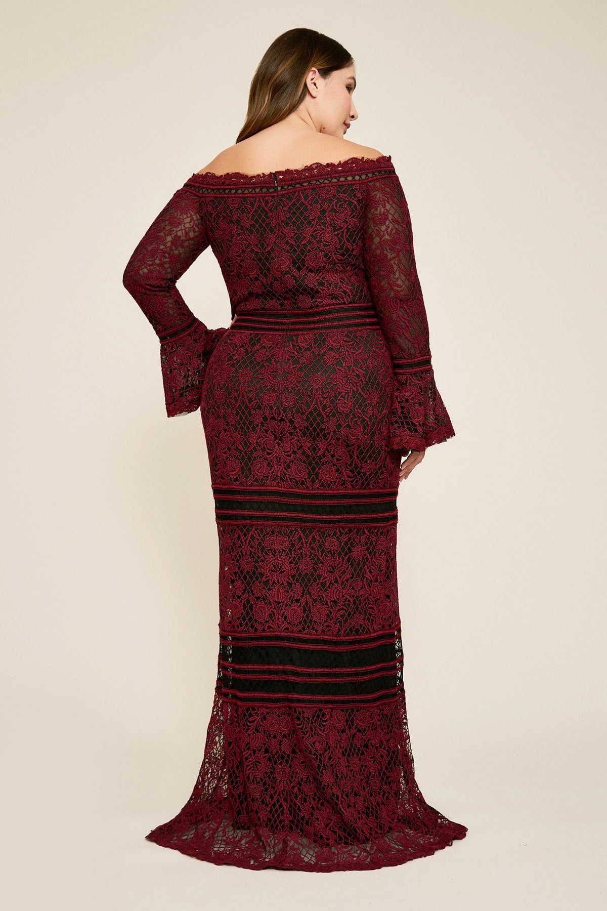 Tadashi Shoji - Armon Bell Sleeve Embroidered Gown - PLUS SIZE