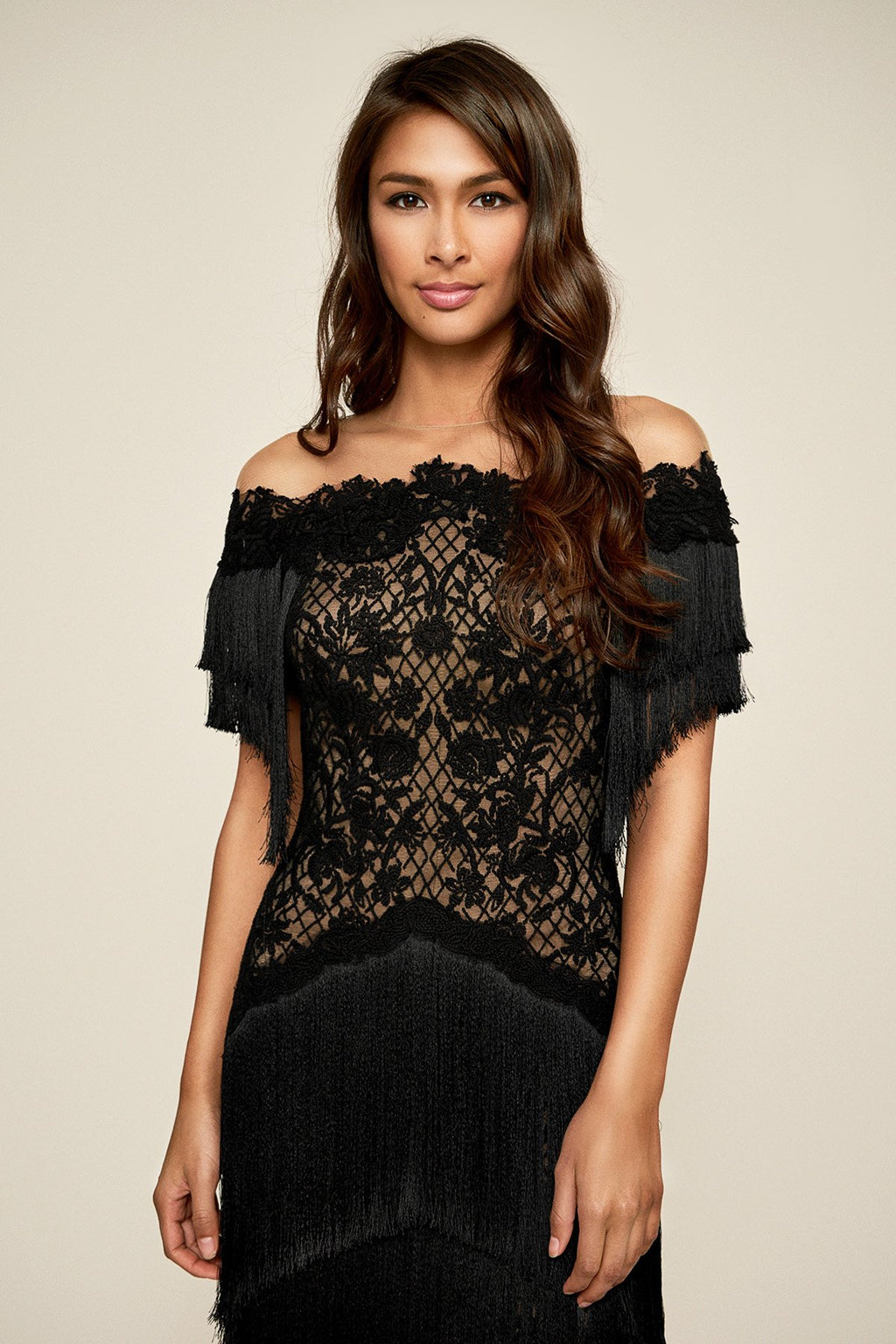 Tadashi Shoji - Alder Fringe Mid-Dress