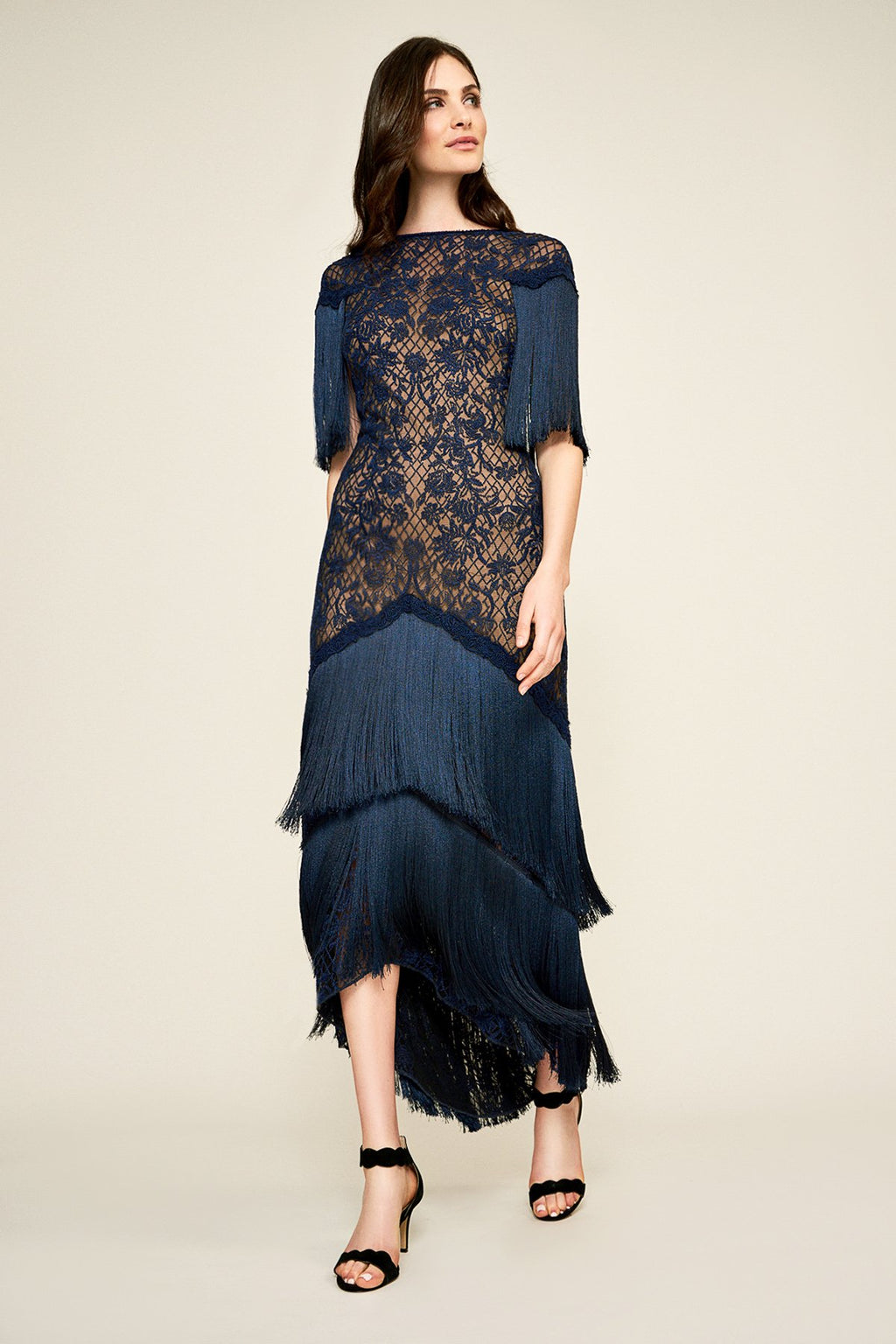 Tadashi Shoji - Twila Fringe Mid-Dress