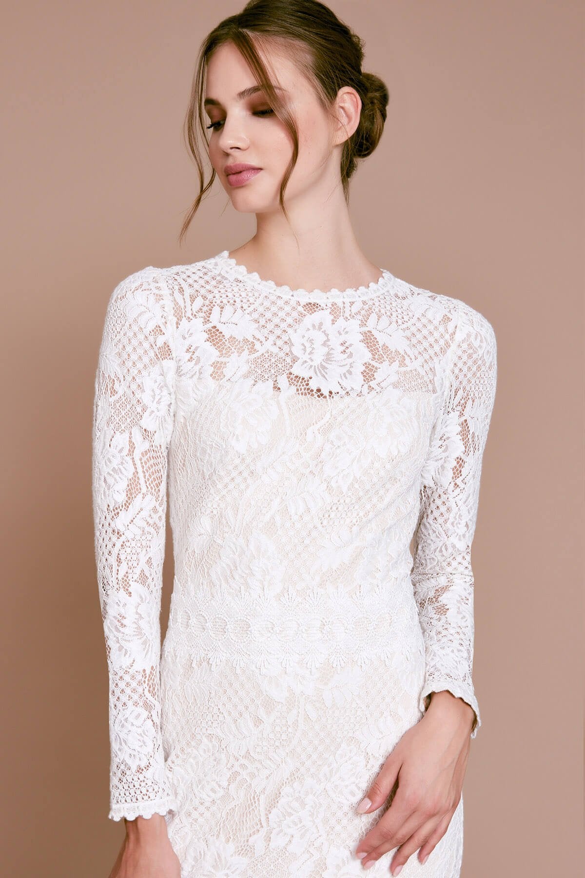 McKinney Long-Sleeve Lace Gown