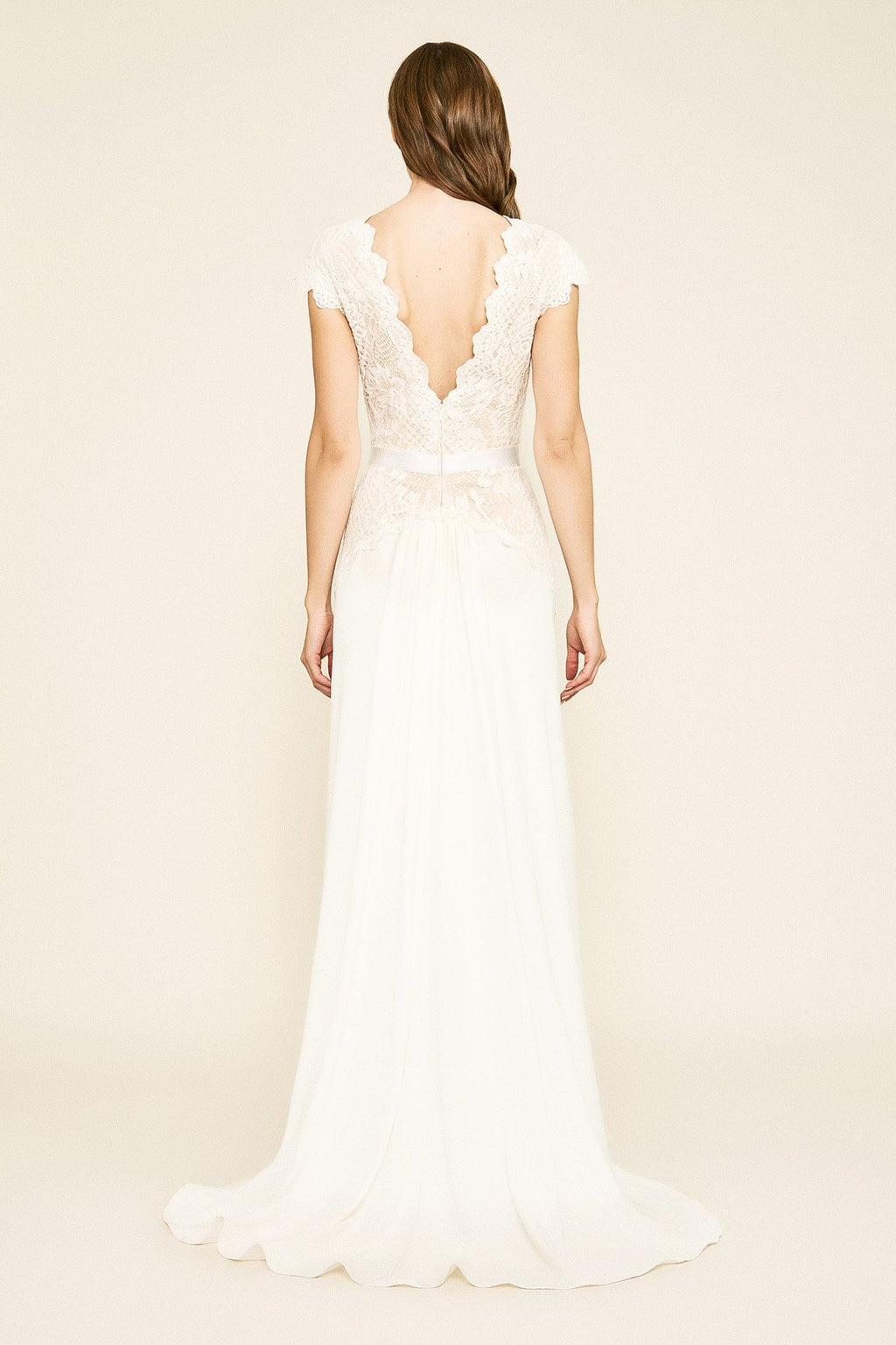 Tadashi Shoji - Basilah V-Neck Crepe Gown