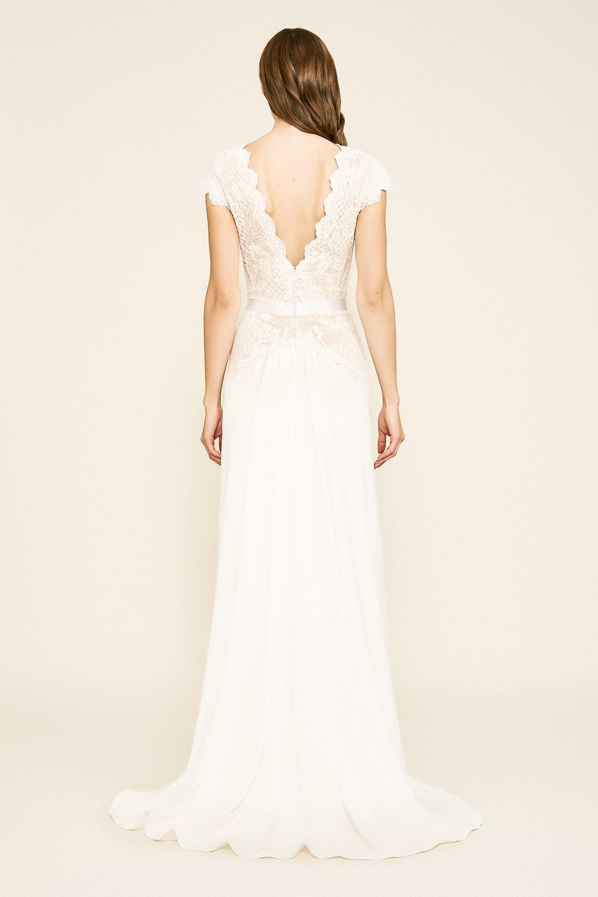 Tadashi Shoji - Basilah V-Neck Crepe Gown