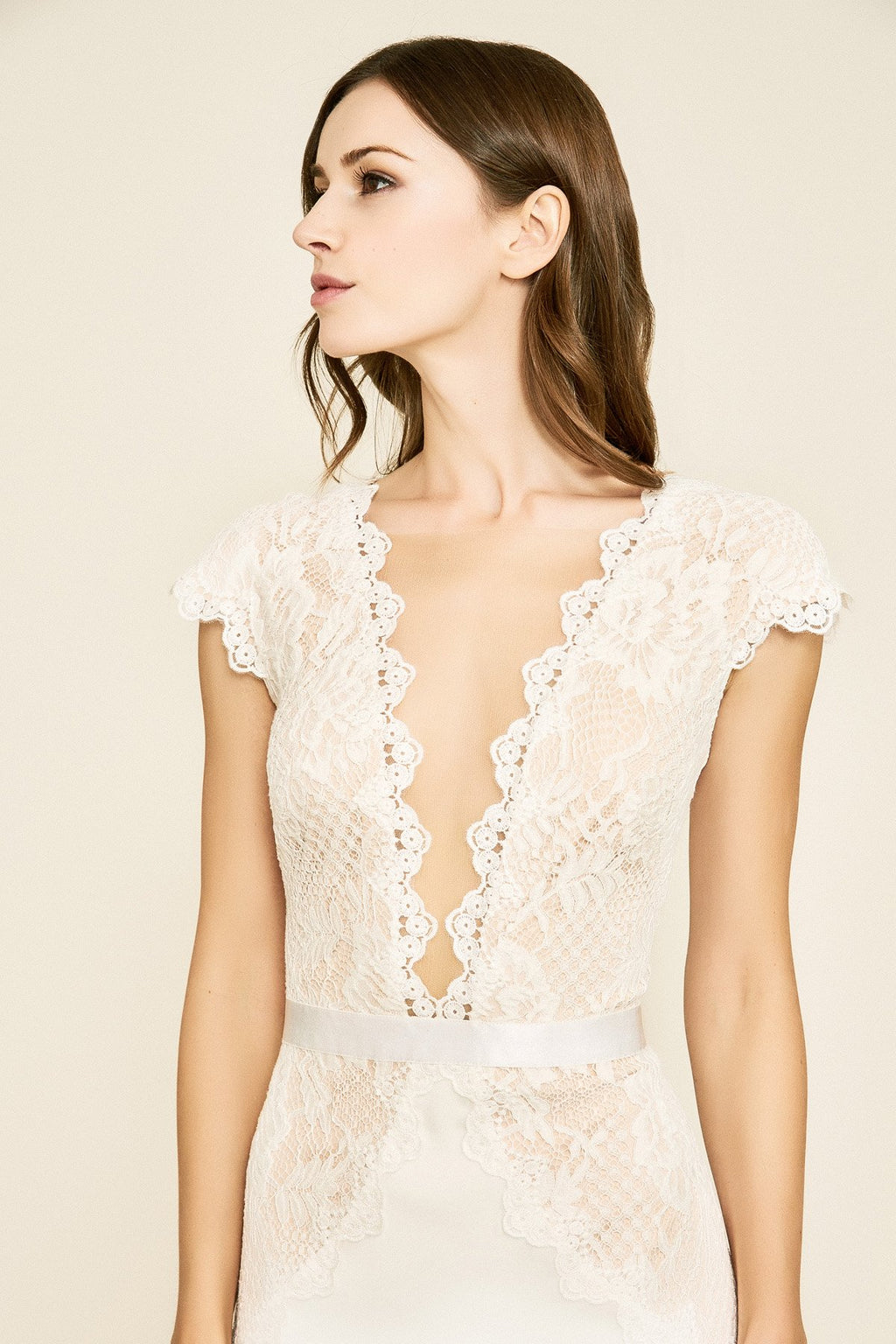 Tadashi Shoji - Basilah V-Neck Crepe Gown
