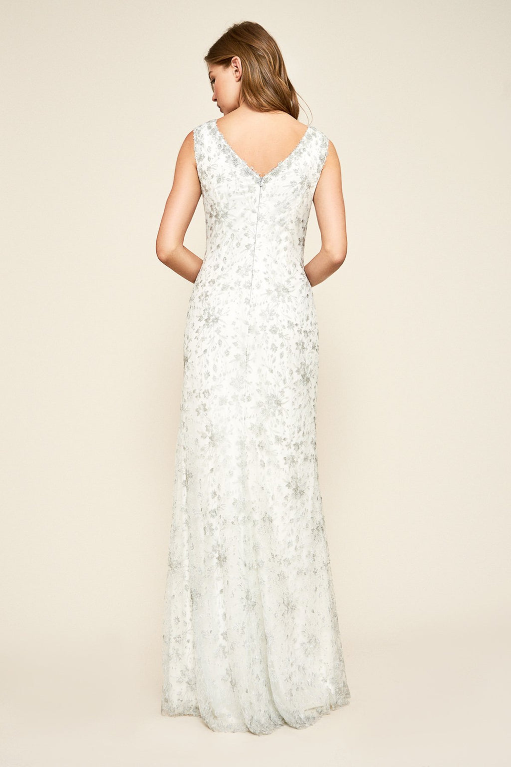 Chiron Metallic Embroidered Lace Gown