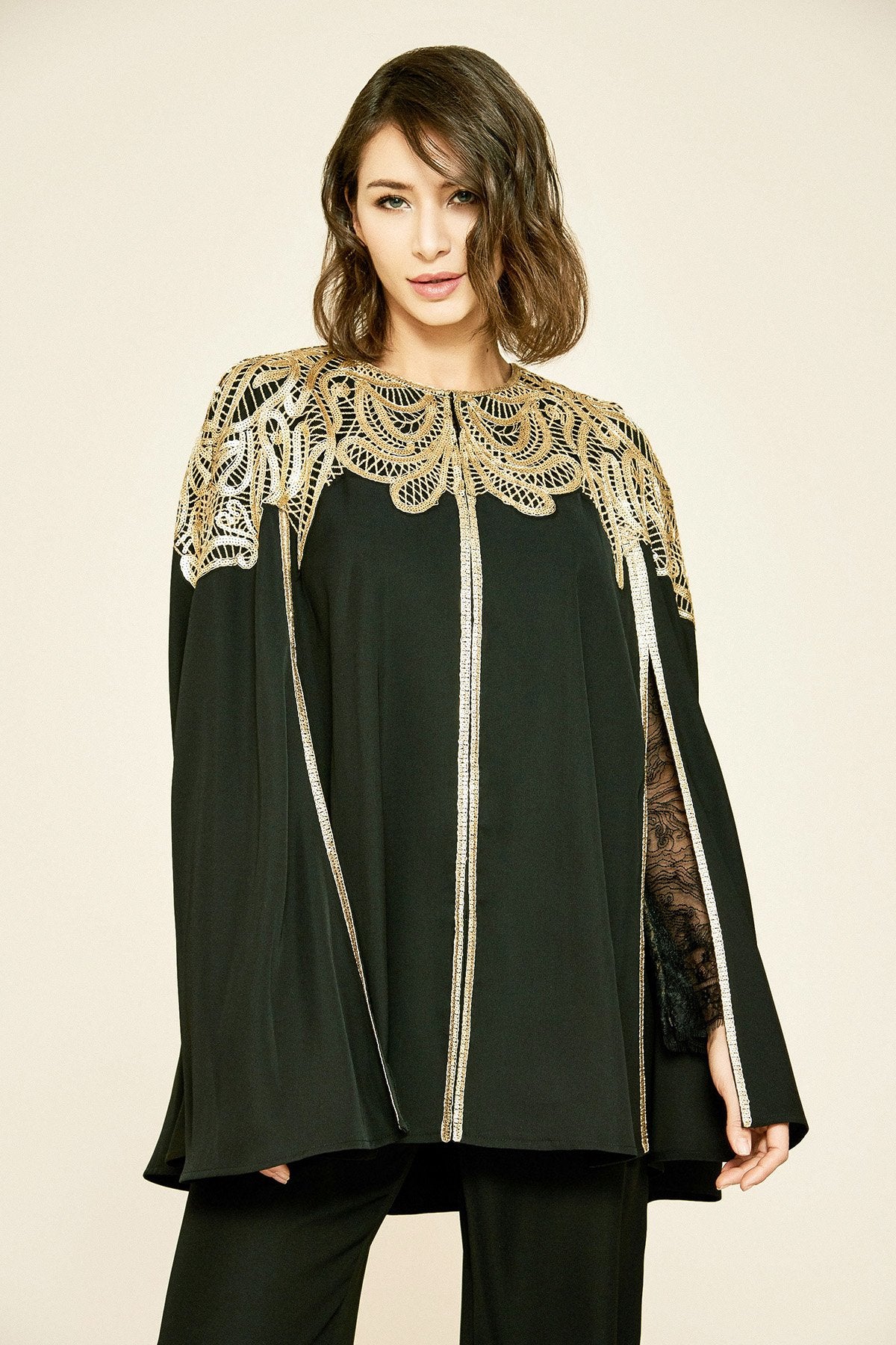 Cato Sequin Crepe Cape