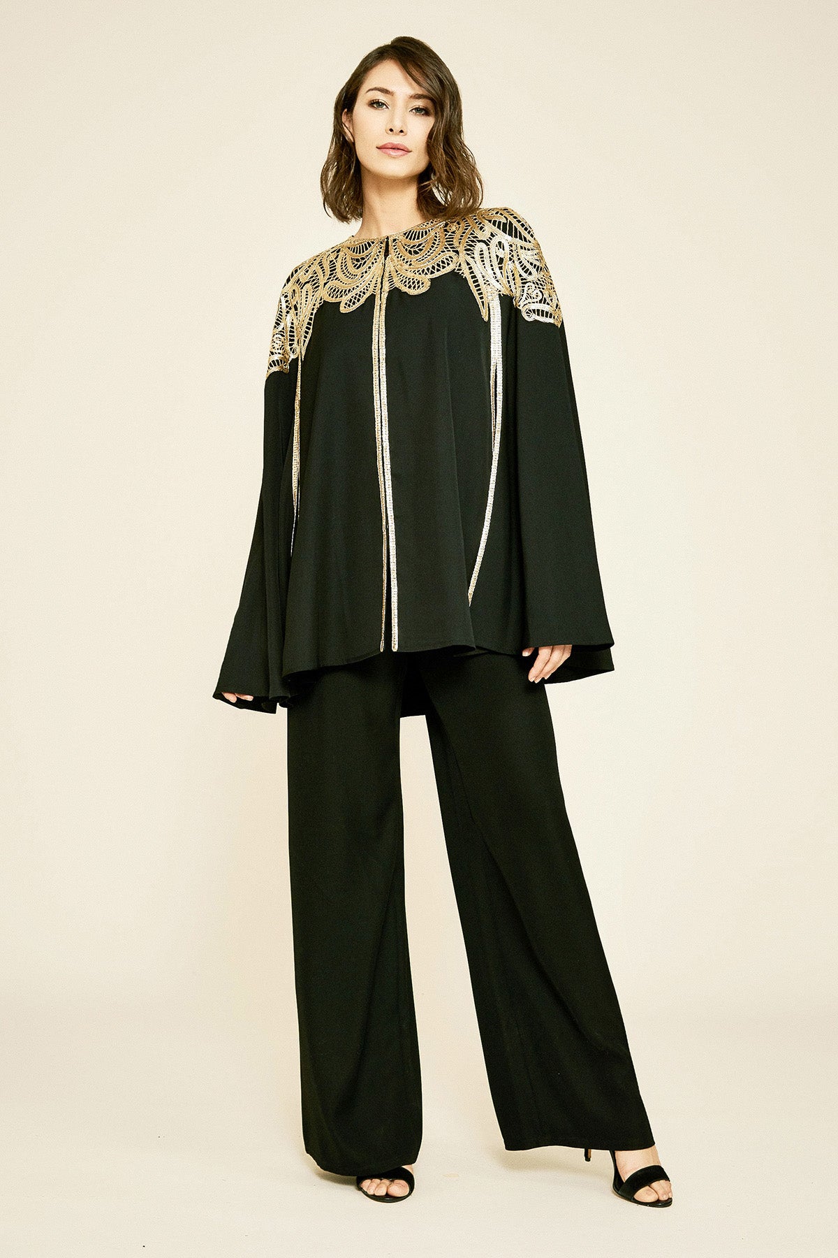 Cato Sequin Crepe Cape