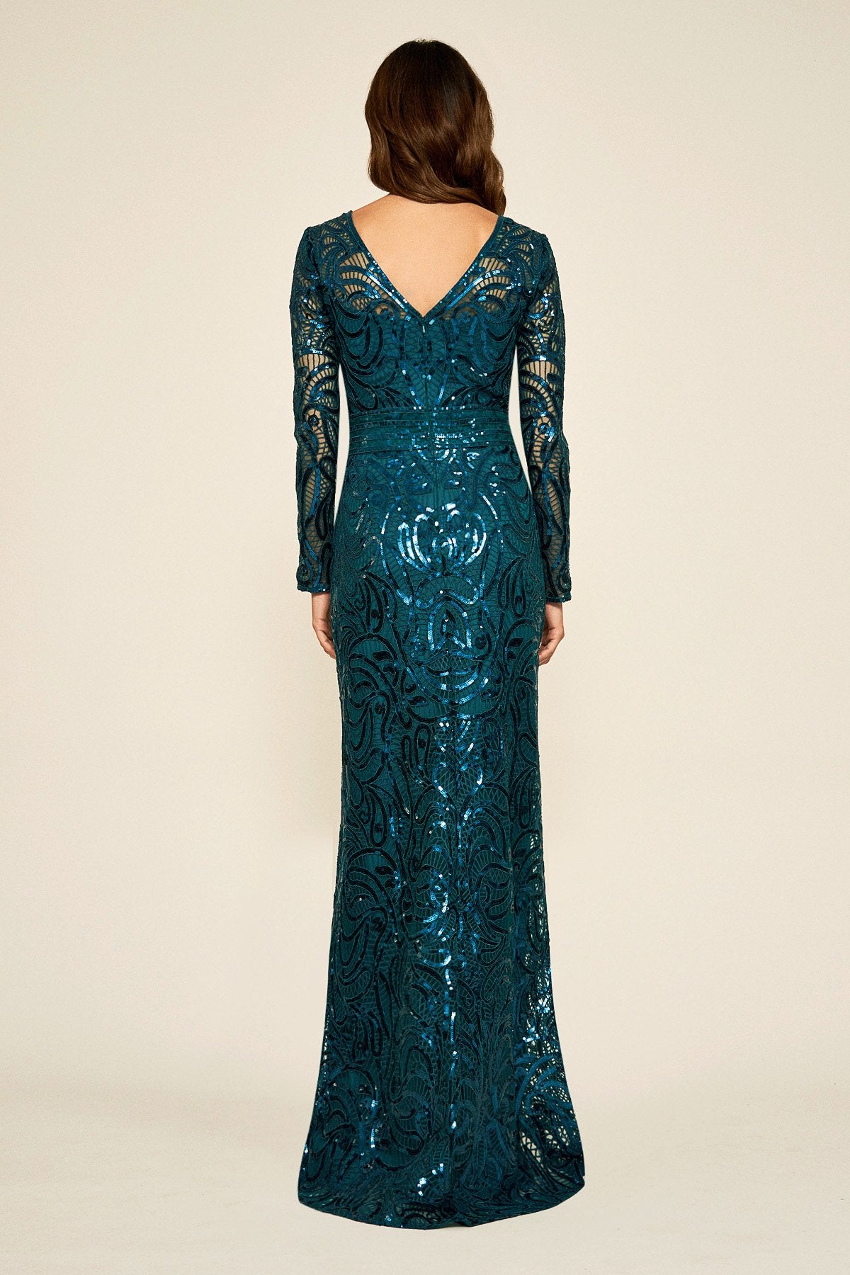 Tadashi Shoji - Fabia Long-Sleeve Sequin Gown