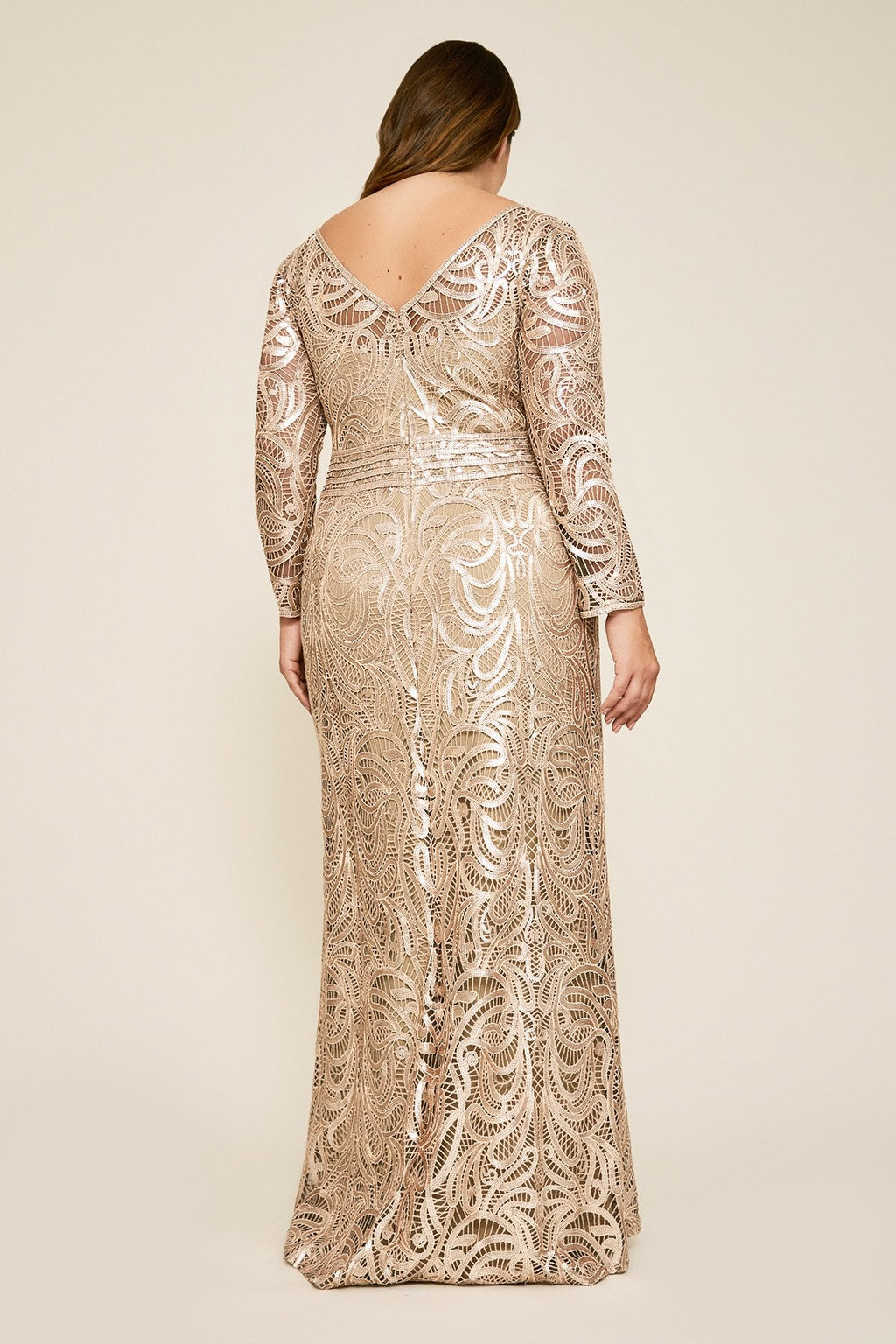 Tadashi Shoji - Fabia Long-Sleeve Sequin Gown - PLUS SIZE