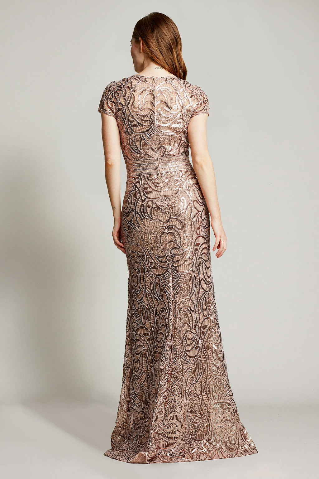 Tadashi Shoji - Fabia Cap-Sleeve Sequin Gown