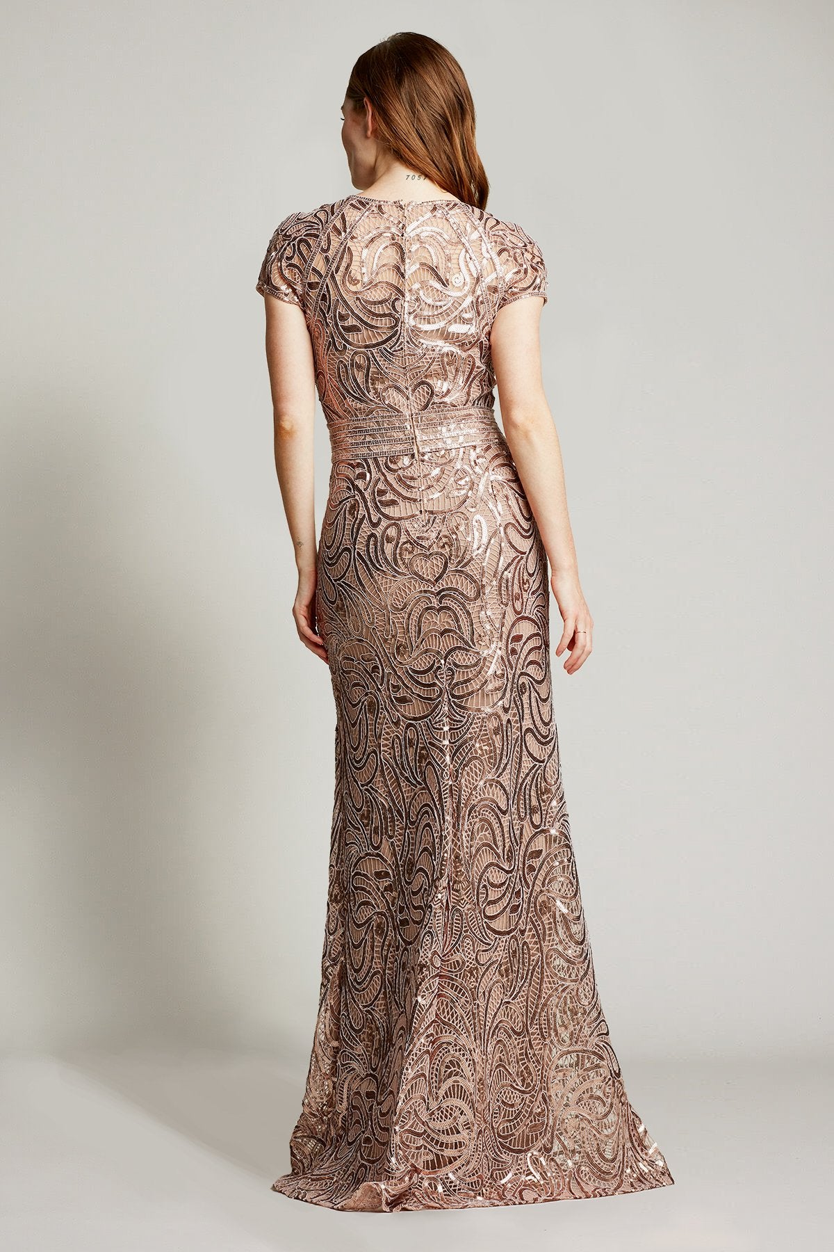 Tadashi Shoji - Fabia Cap-Sleeve Sequin Gown