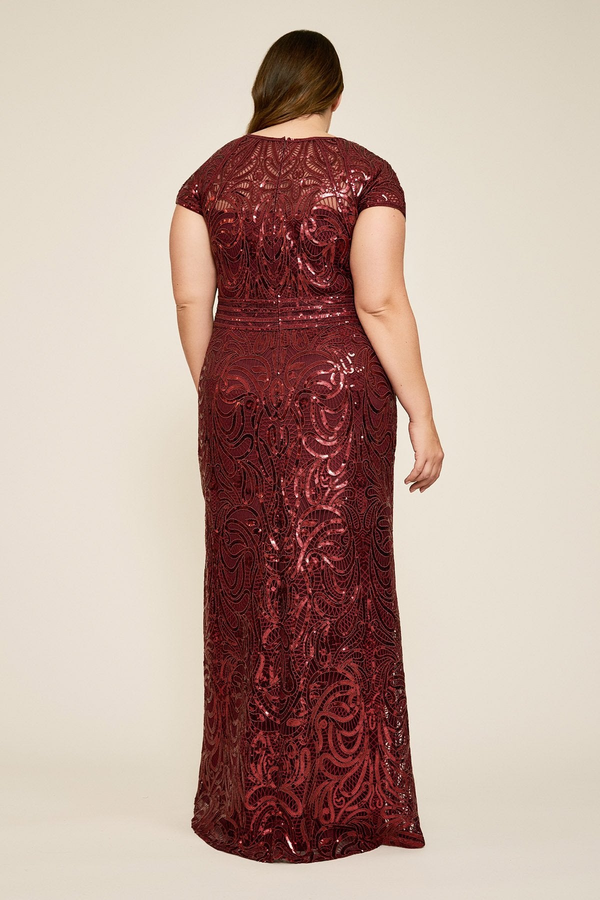 Fabia Cap-Sleeve Sequin Gown - PLUS SIZE