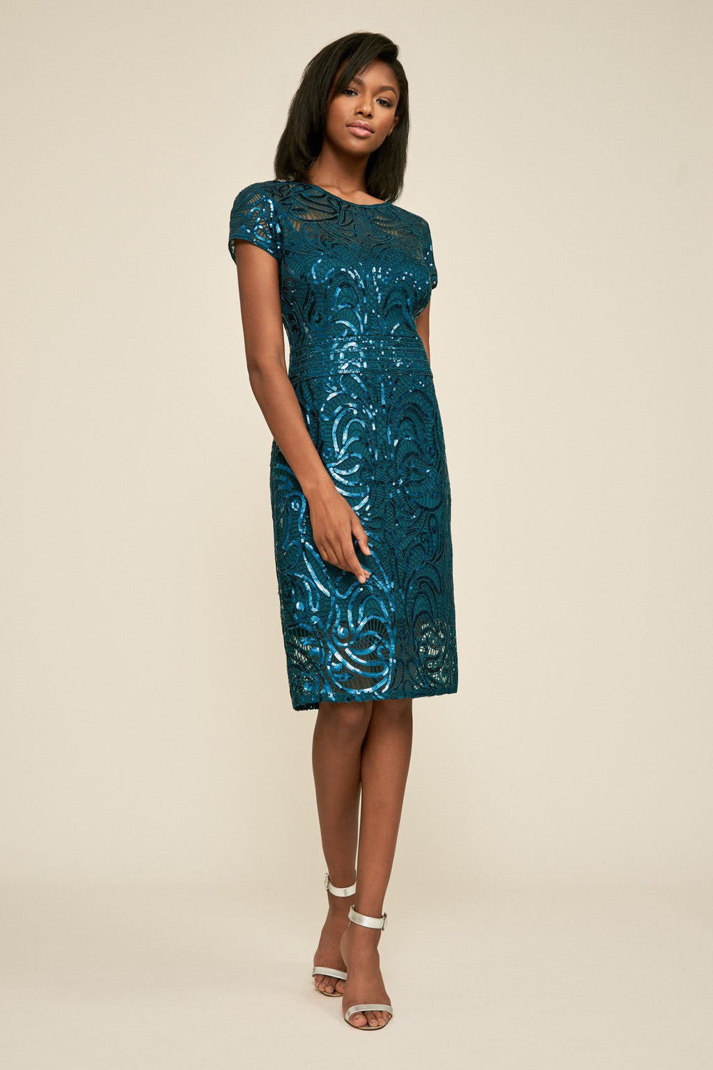 Tadashi Shoji - Fabia Cap-Sleeve Sequin Dress
