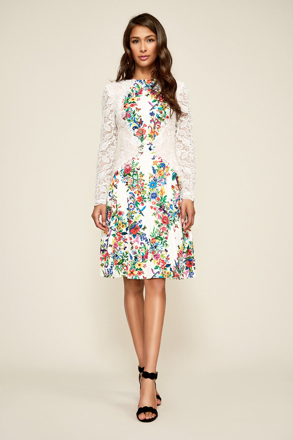 Tadashi Shoji - Aine Lace Long-Sleeve Crepe Dress