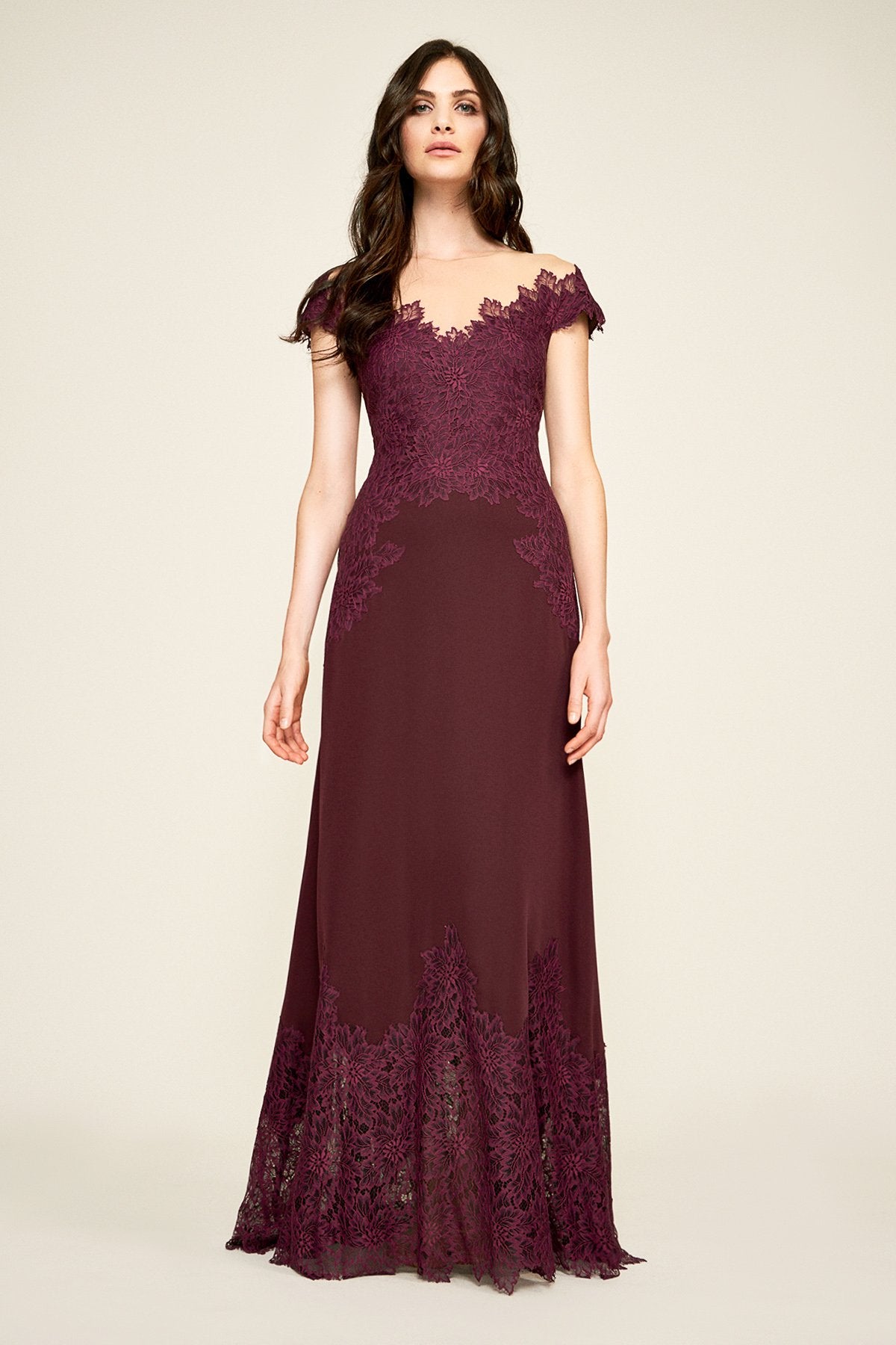 Tadashi Shoji - Olivine Lace Crepe Gown
