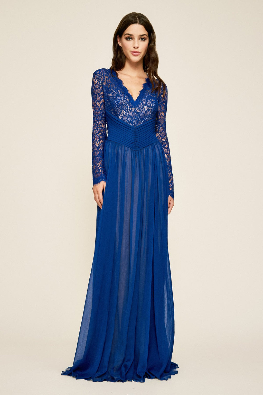 Tadashi Shoji - Kulin Long-Sleeve Lace Chiffon Gown