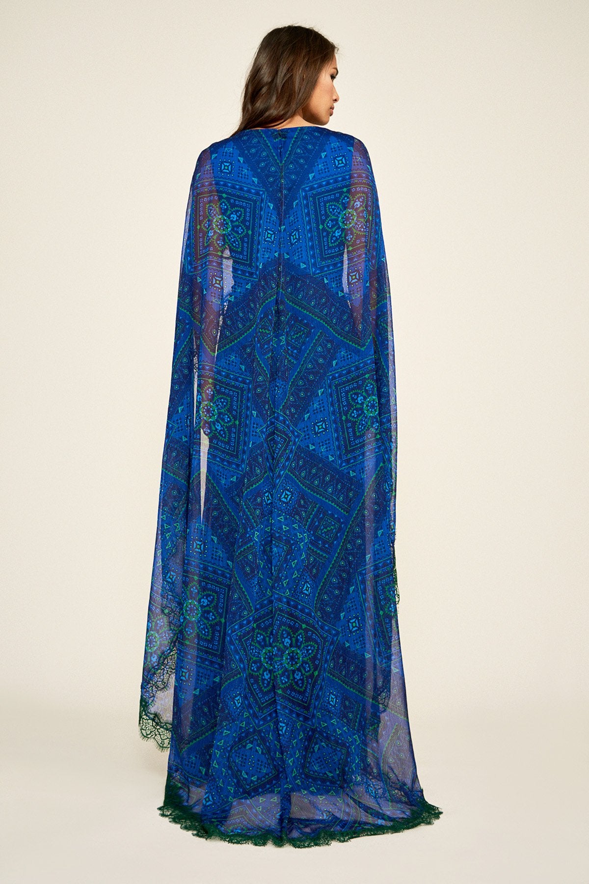 Tadashi Shoji - Riordan Chiffon Cape Gown