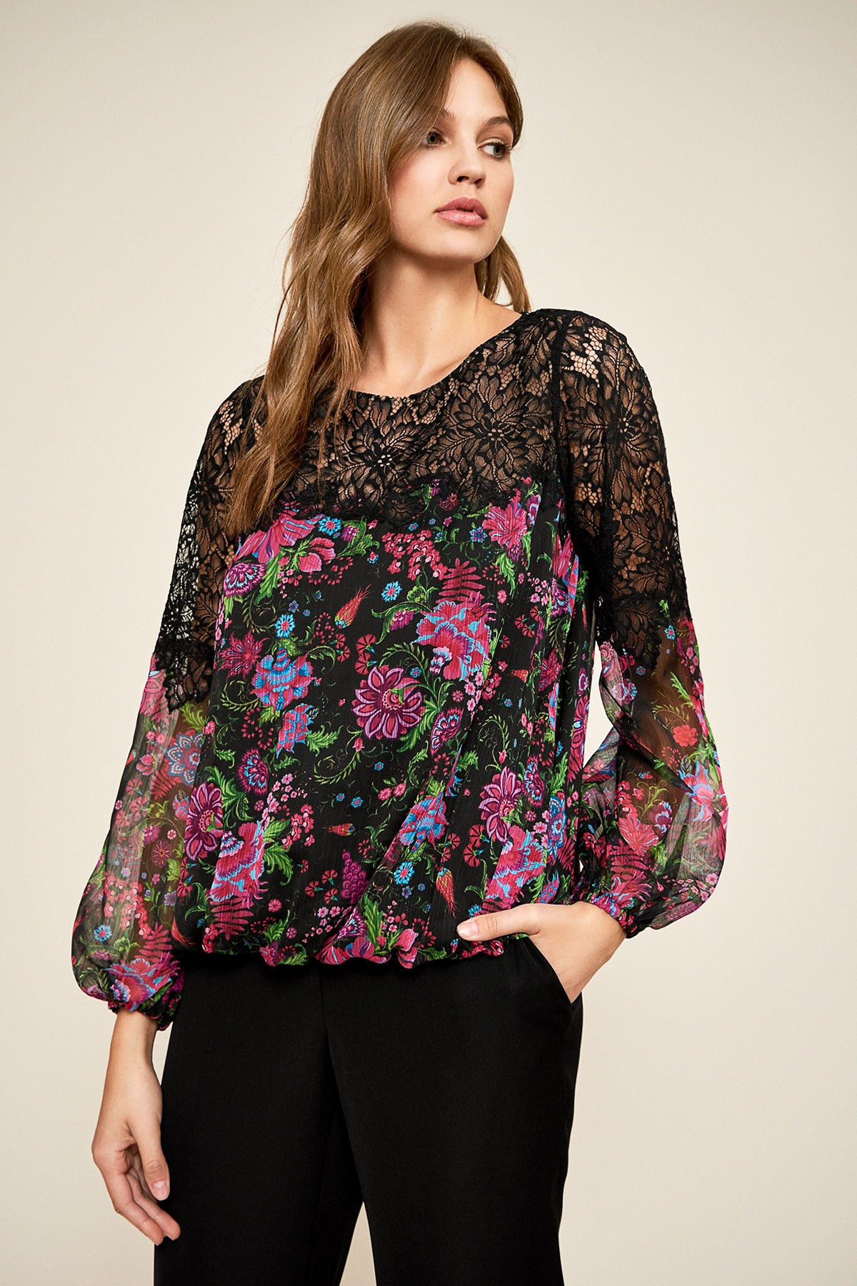 Tadashi Shoji - Elora Crinkle Chiffon Blouse