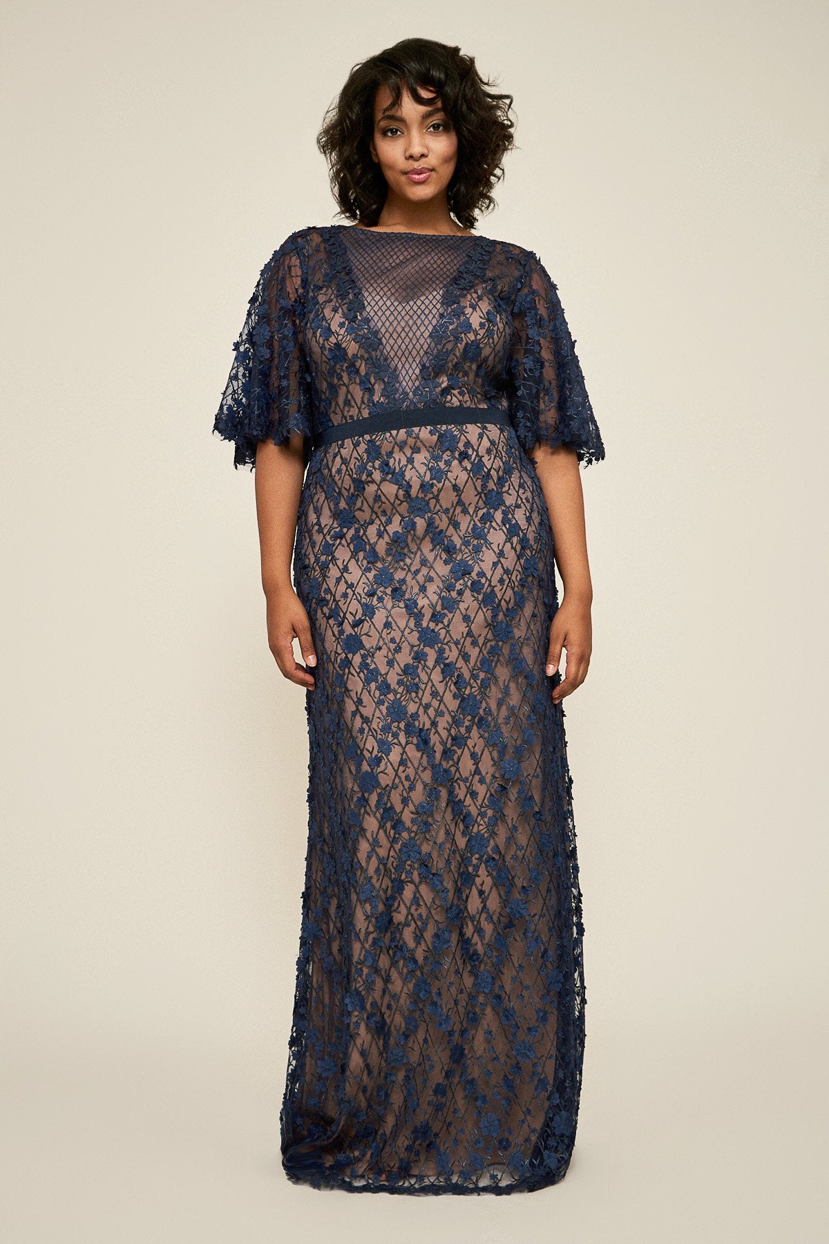 Tadashi Shoji - Coriander Embroidered Tulle Gown - PLUS SIZE