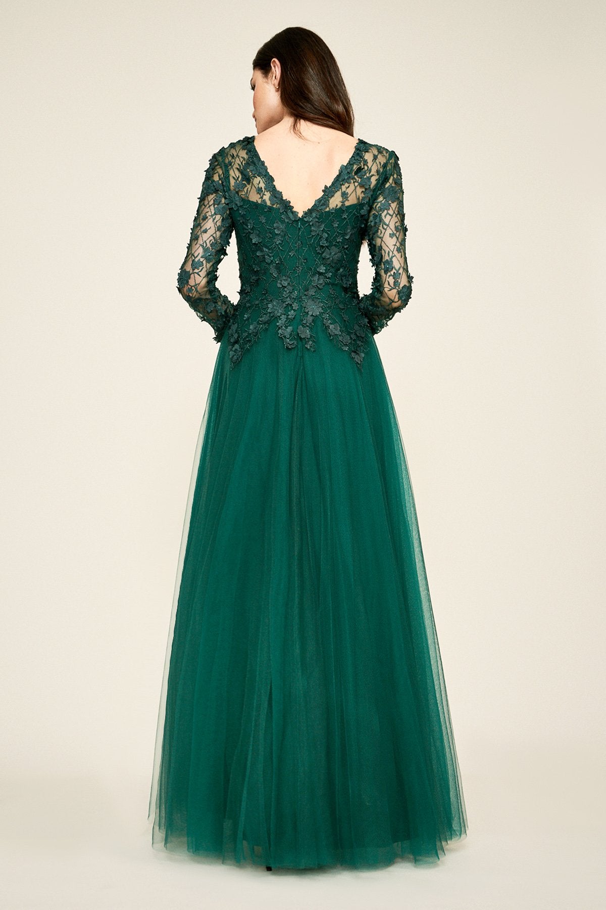 Tadashi Shoji - Faerie Embroidered Long-Sleeve Gown