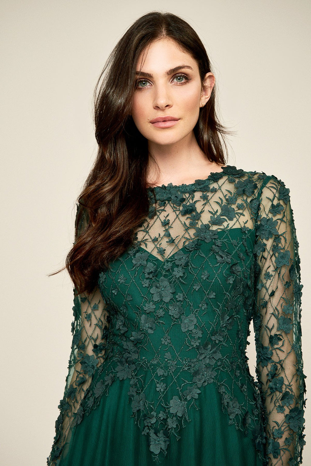 Tadashi Shoji - Faerie Embroidered Long-Sleeve Gown