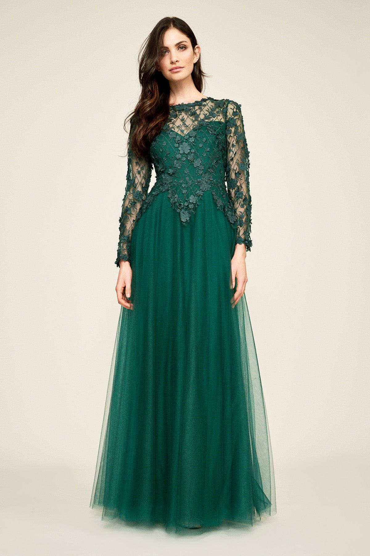 Tadashi Shoji - Faerie Embroidered Long-Sleeve Gown