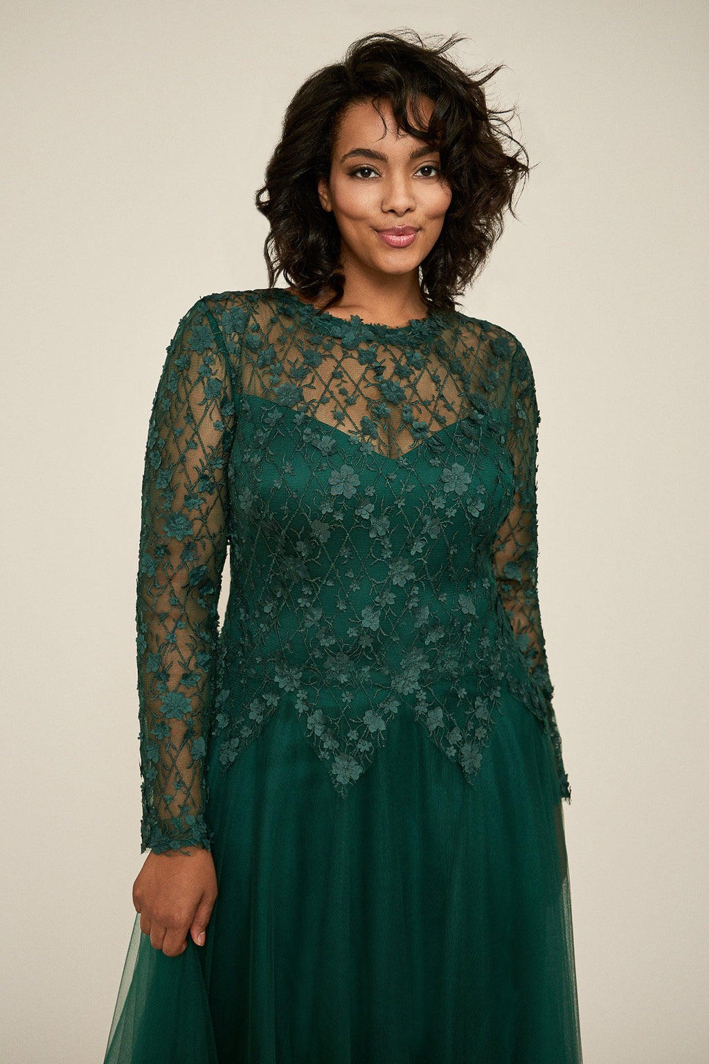 Tadashi Shoji - Faerie Embroidered Long-Sleeve Gown - PLUS SIZE