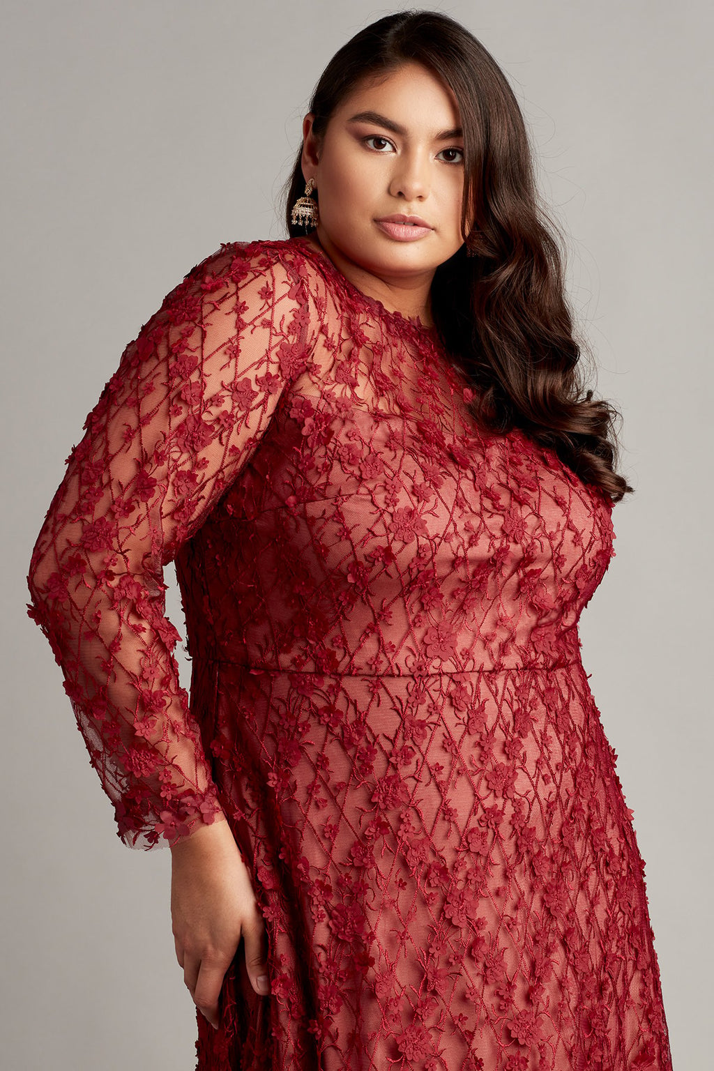 Tadashi Shoji - Binx Embroidery Tea-Length Dress - PLUS SIZE