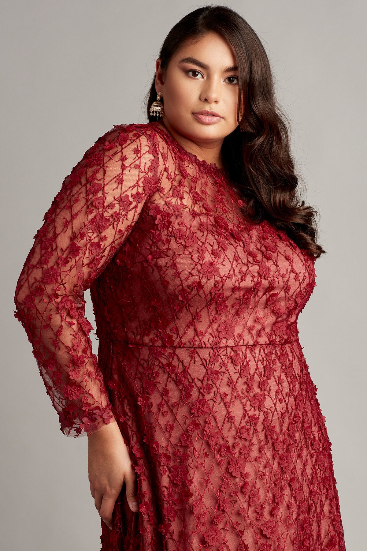 Tadashi Shoji - Binx Embroidery Tea-Length Dress - PLUS SIZE