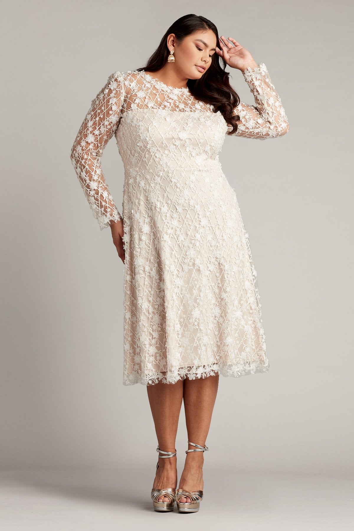 Binx Embroidery Tea-Length Dress - PLUS SIZE