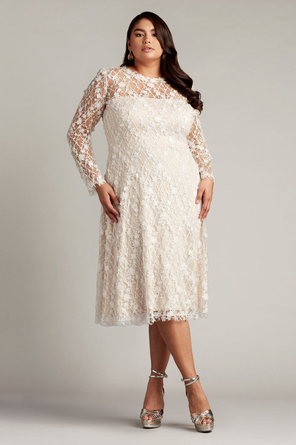 Binx Embroidery Tea-Length Dress - PLUS SIZE